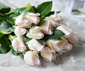 light pink Floace 15 шт./лот, букет роз, Королевская роза, высококлассные искусственные цветы, шелковые розы, цветы для дома, свадебные украшения - Цвет: light pink
