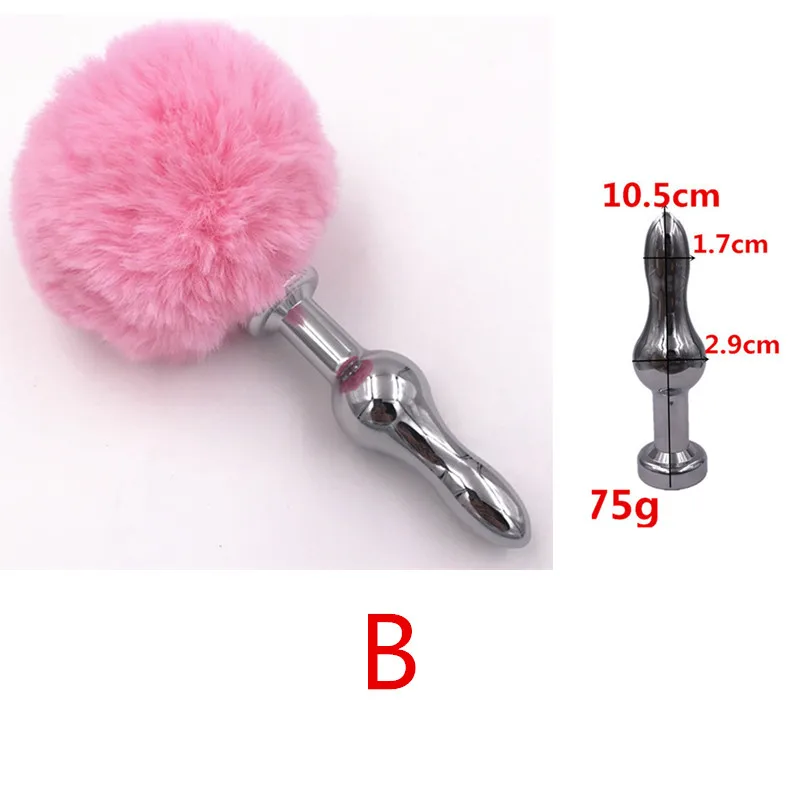 Anal Plug Male Masturbation Metal Butt Bead Rabbit Tail Conical Sex Toys for Women H8-59G | Красота и здоровье