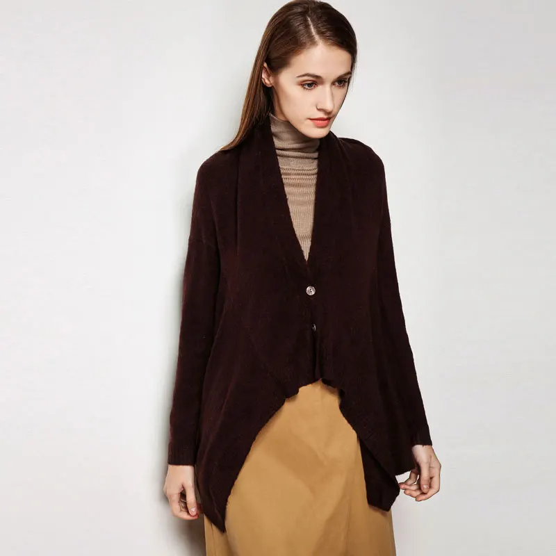 Asymmetrical Cardigan Sweater Women Elegant Shawl Collar Drapped Knitted Cardigans Fashion |