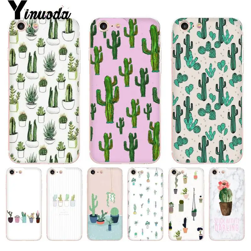 

For iphone 13 7 6 X Case Watercolour Cacti And Succulents Transparent Phone Case for iphone 13 8 7 6 6S Plus X SE XR XS XSMAX
