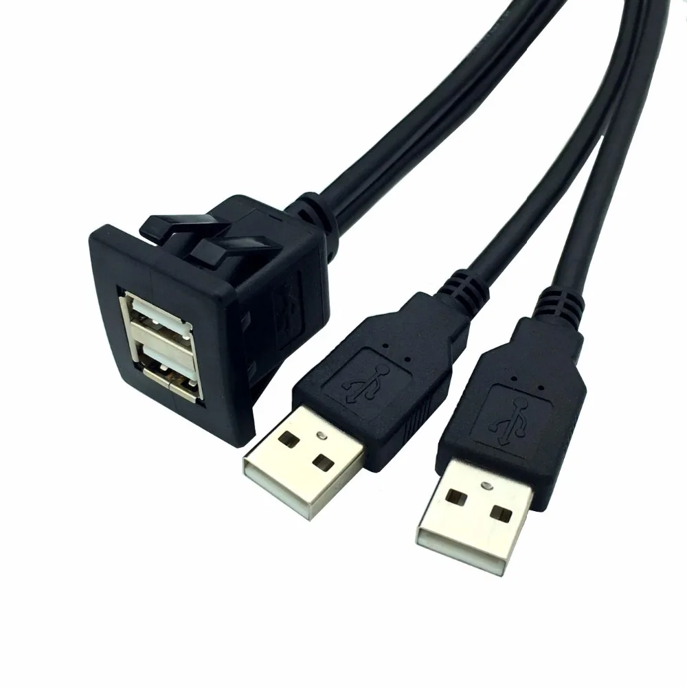 USB2.0 Заподлицо Двойной Порт USB удлинитель флеш приборной панели кабель для монтажа на панели для машины, лодки, мотоцикла
