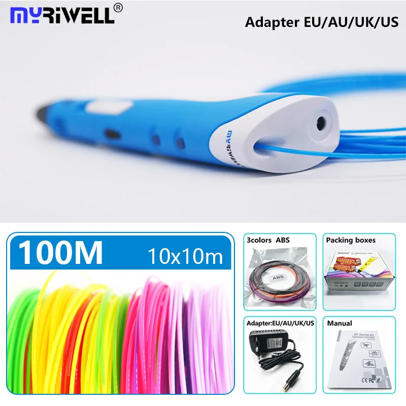 Myriwell 3d Ручка rp 100a 1,75 мм abs нить pla 3d ручка с принтом 3 d ручка умный ребенок подарок на день рождения игрушки abs пластик 3D Ручка