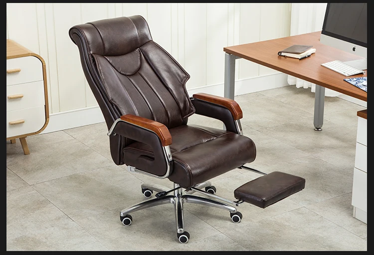 Роскошное качественное кресло из воловьей кожи 8770 Silla Gamer Boss Poltrona с подставкой для ног, массажное колесо из натуральной кожи