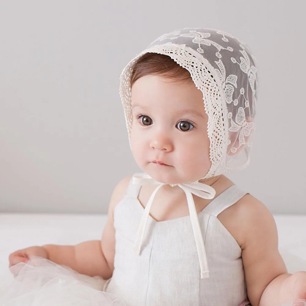 10 шт./лот 2018 белая кружевная шапка с бантом бабочкой Корейская версия детские