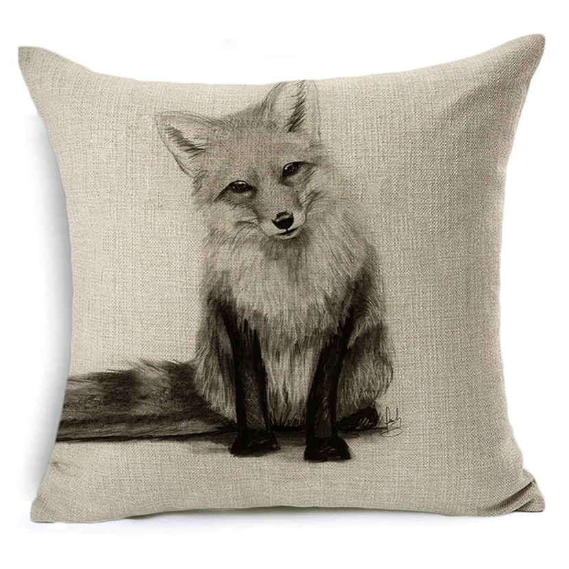WZH Printed Animals Cushion Cover 45x45cm Linen Decorative Pillow Cover Sofa Bed Pillow Case - Цвет: 12