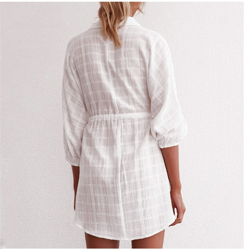 Msoard/повседневное белое клетчатое платье рубашка женское летнее парео с коротким