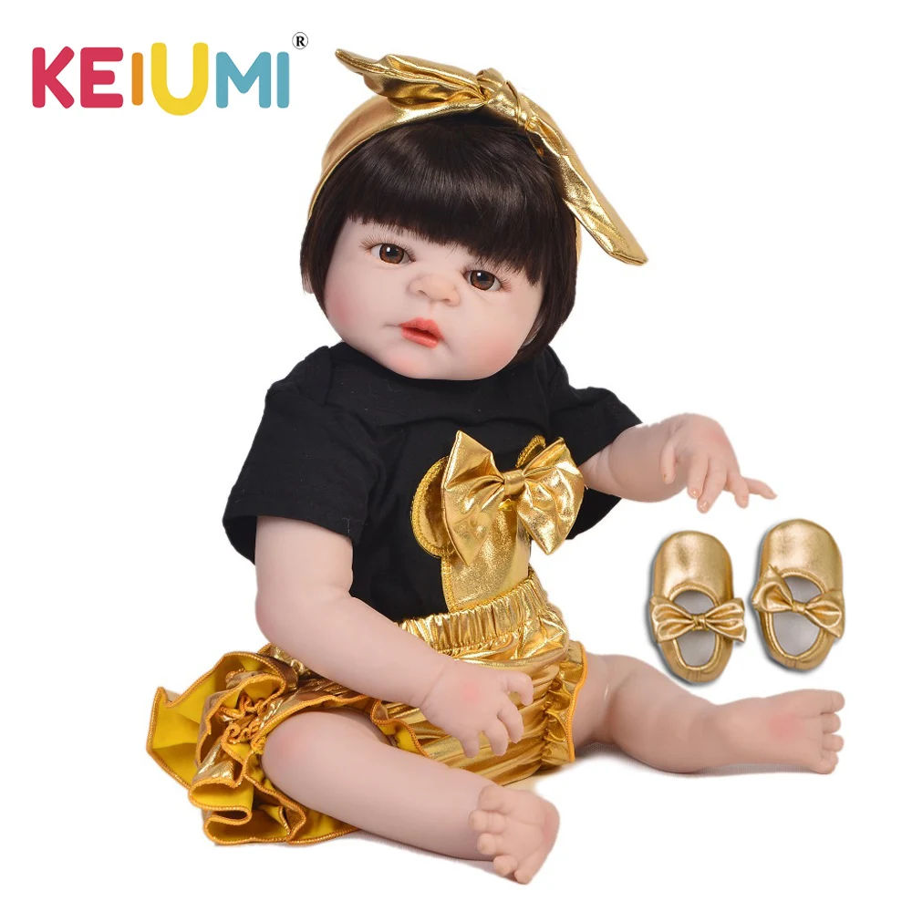 KEIUMI 57 см модные куклы Reborn для маленьких девочек силиконовый винил с полным