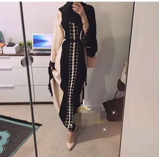 1pcs/lot Adult lace cotton linen abaya ruffles stitching Musulmane Turkish Abaya Muslim Robes female long | Тематическая одежда и