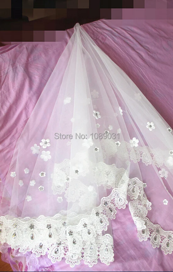 Фата свадебная с длинным шлейфом роскошная бусинами свадебный аксессуар