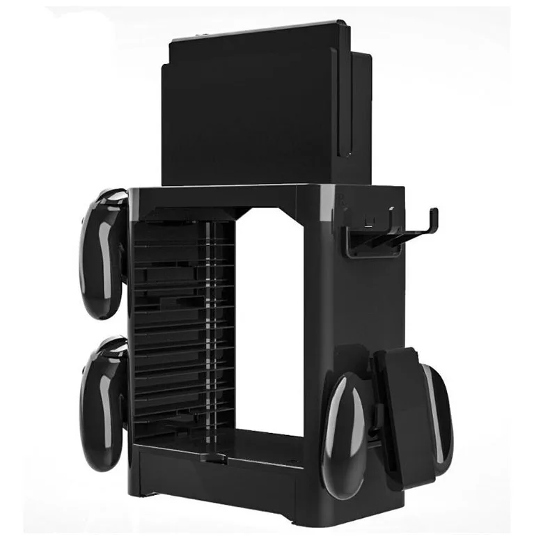 Multifunctional Game Storage Tower for Nintend Switch Can take in 10 Card Box Put pro controllers Joy con and cable |