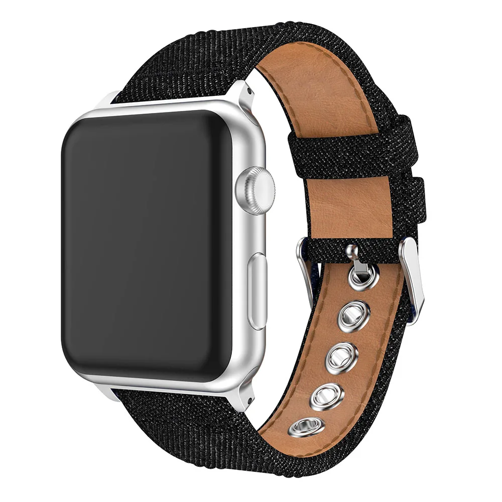 Ремешок для часов apple Watch series 1 2 3 ремень для iwatch холст с Соединительная Пряжка современный стиль темно-синий джинсовый