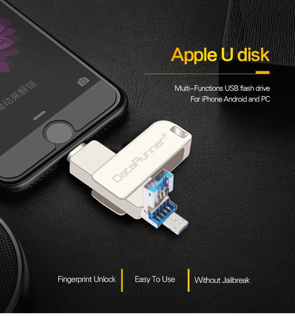 Datarunner USB флэш-накопитель OTG Usb флэш-накопитель для iPhone XS/X/8/7/7plus/usb-накопитель 3,0 8 г 16г 32г 64Г 128G флеш-накопитель флэш диск