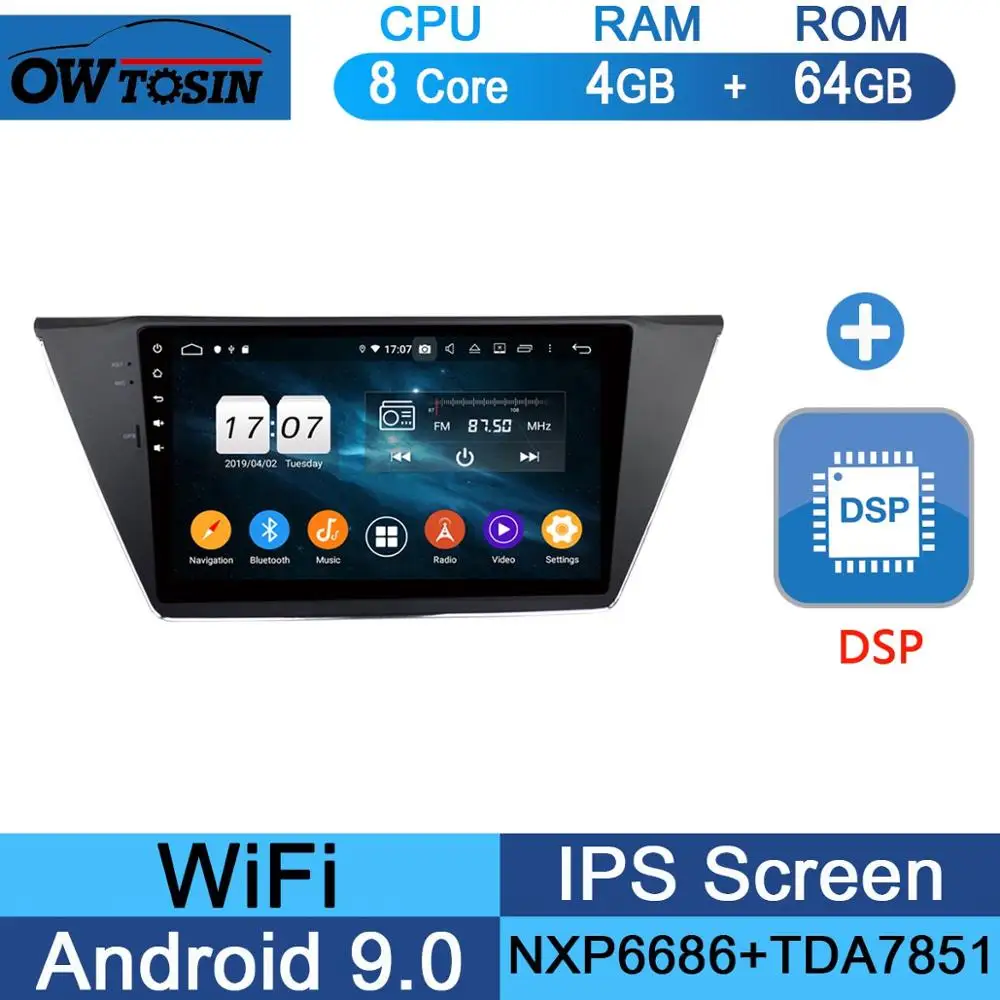 64G DSP 10," ips 8 Core Android 9,0 4G ram+ 64G rom автомобильный проигрыватель с радио и GPS для Volkswagen VW Touran DSP CarPlay Parrot BT - Цвет: 64G DSP