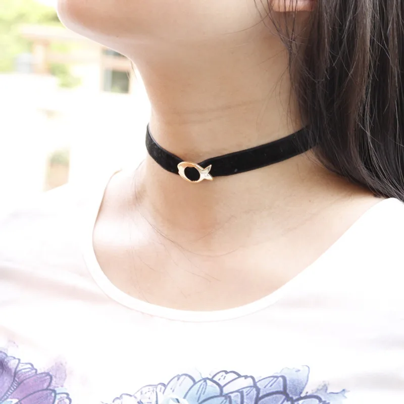 Новый Простой Панк Пряжка Chocker Бархат Ожерелья Круглой Трубе любовь Готический