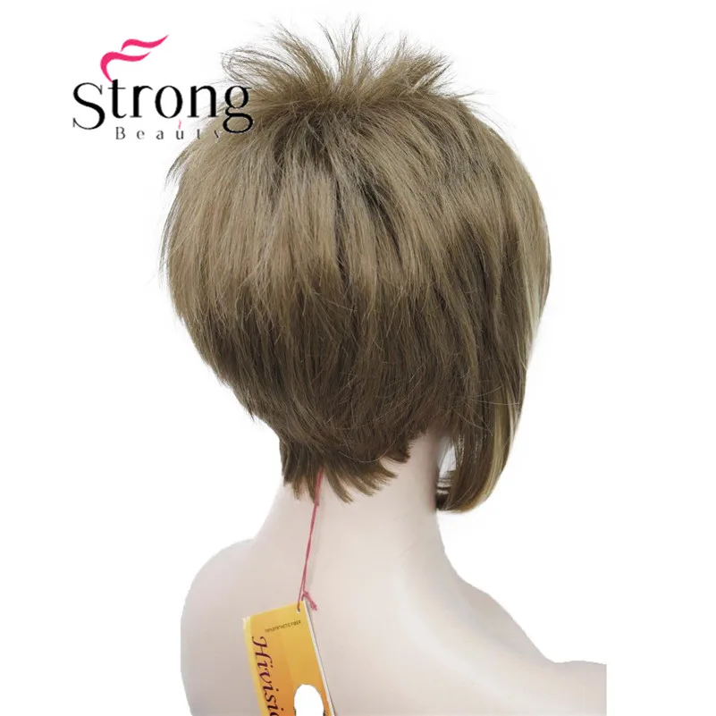 StrongBeauty Асимметричные боковые пряди блондинка короткие прямые синтетические волосы парик выбор цвета