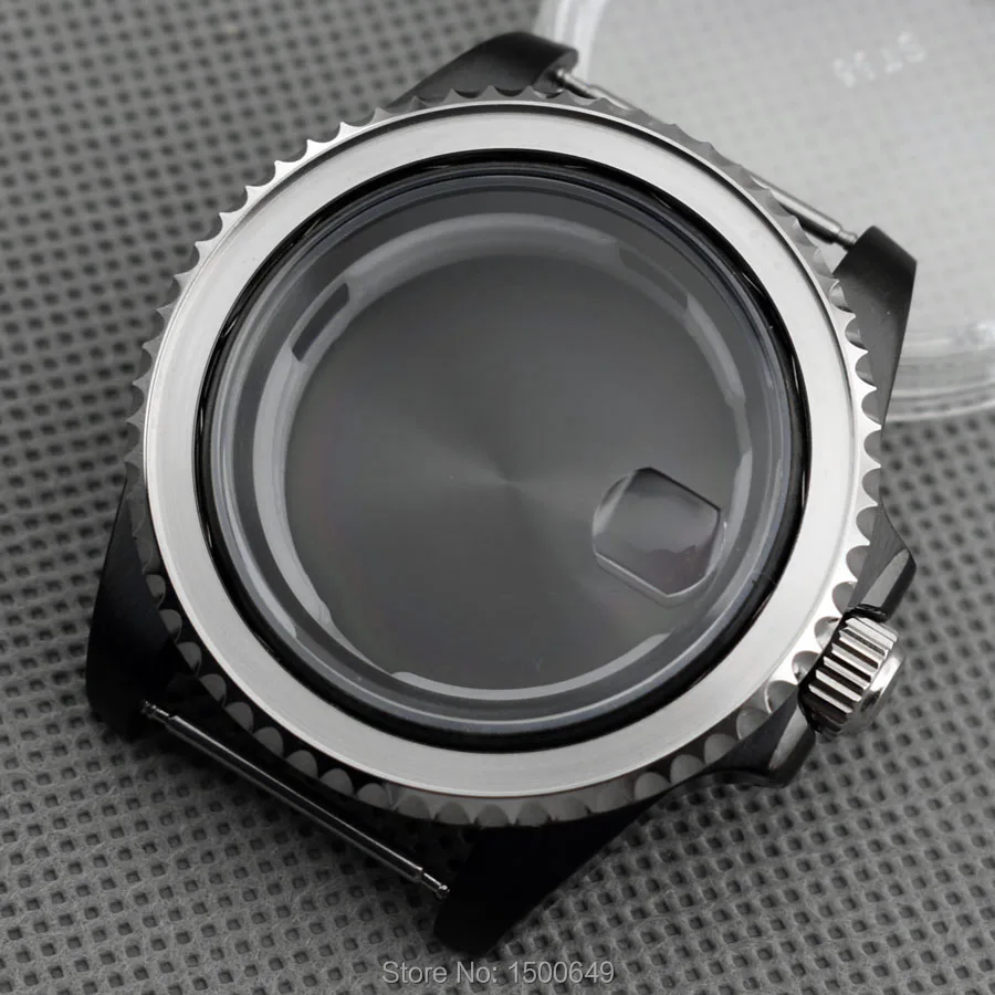 Черный стальной чехол 40 мм Pvd с индикацией даты без рамки черный однотонный низ