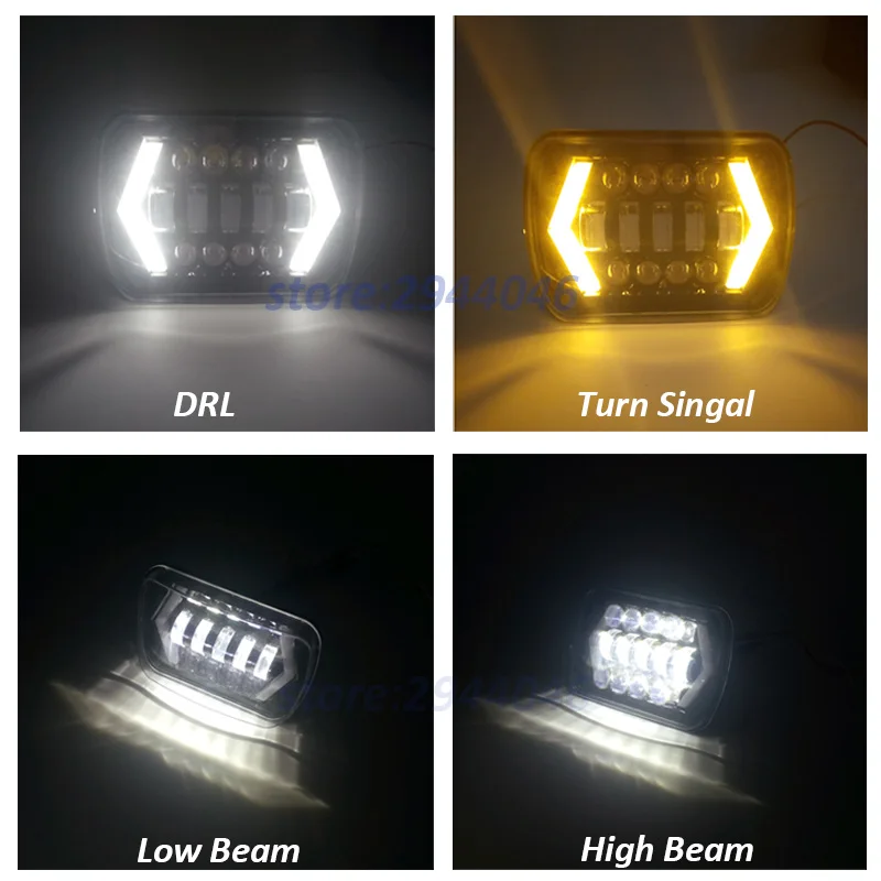 1 пара 5x7 &quot7x6 дюймов ангельские глазки DRL H4 светодиодный квадратный фонарь для Jeep