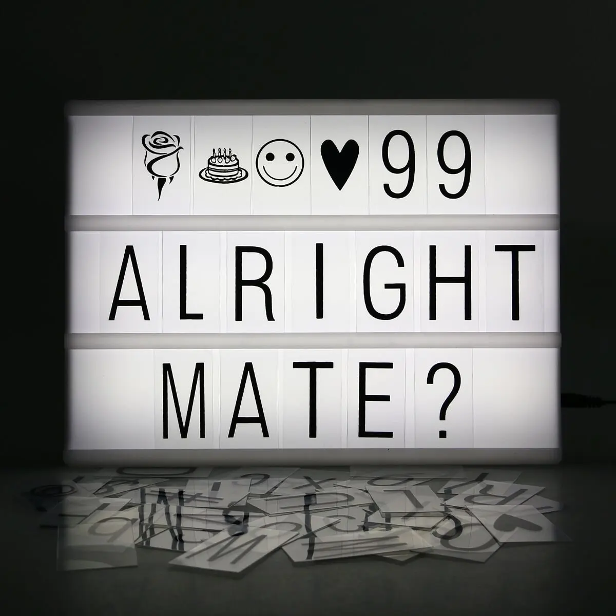 Brand New Led Night Light Box with DIY Black Letters Table Lamp PC Cinematic Usb Art Desk Lights Gifts |