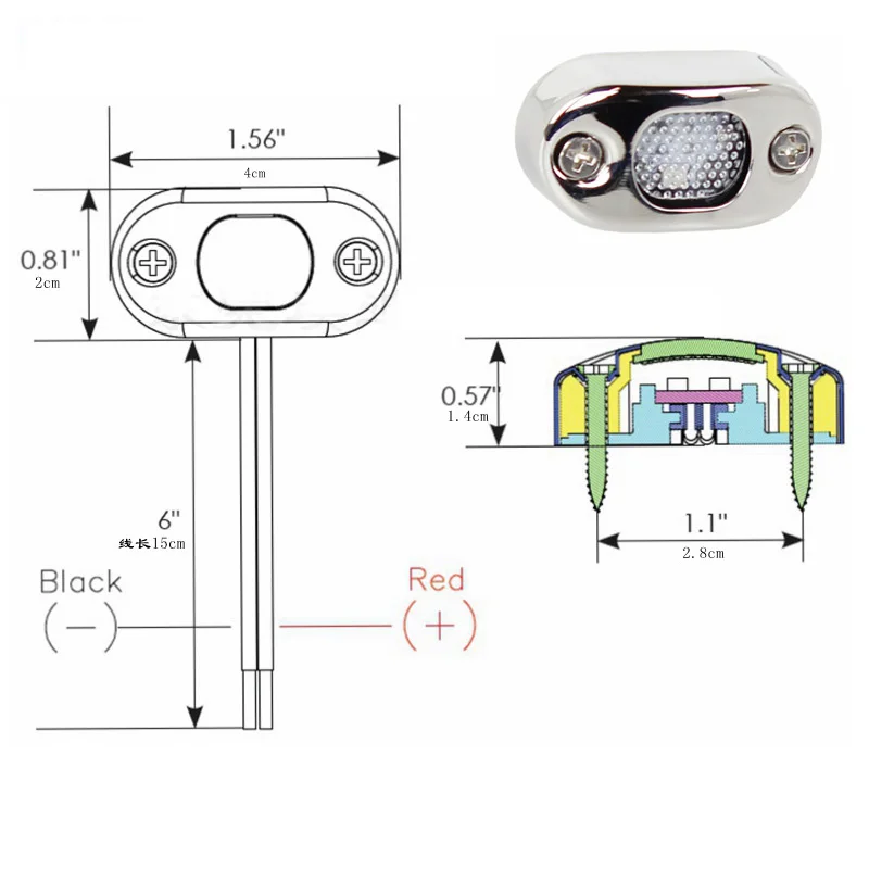 

12V Stainless Steel Marine Boat Yacht LED Step Light ITC Ground Decoration Lamp Warm White/Blue for RV Camper
