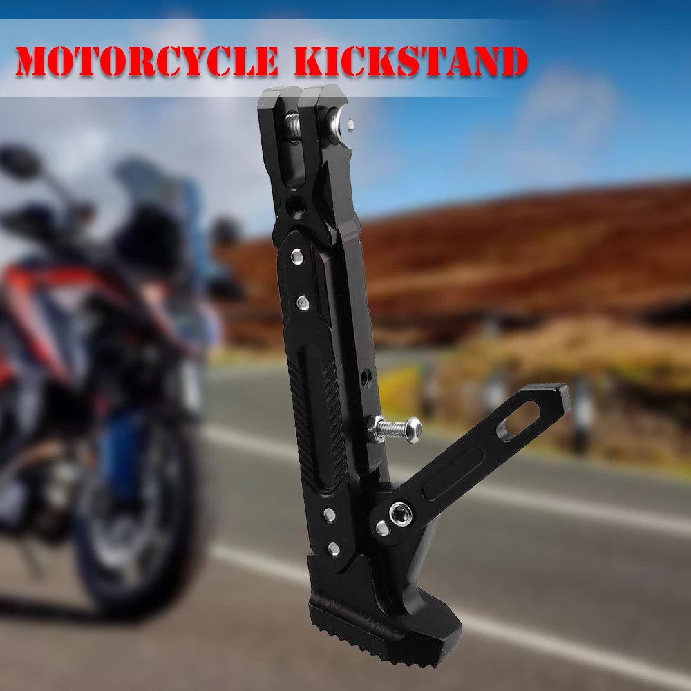 

Motorcycle Kickstand CNC Aluminium Alloy Adjustable Tripod Kickstand Foot Side Support Stand for Motorcycle Support NEW