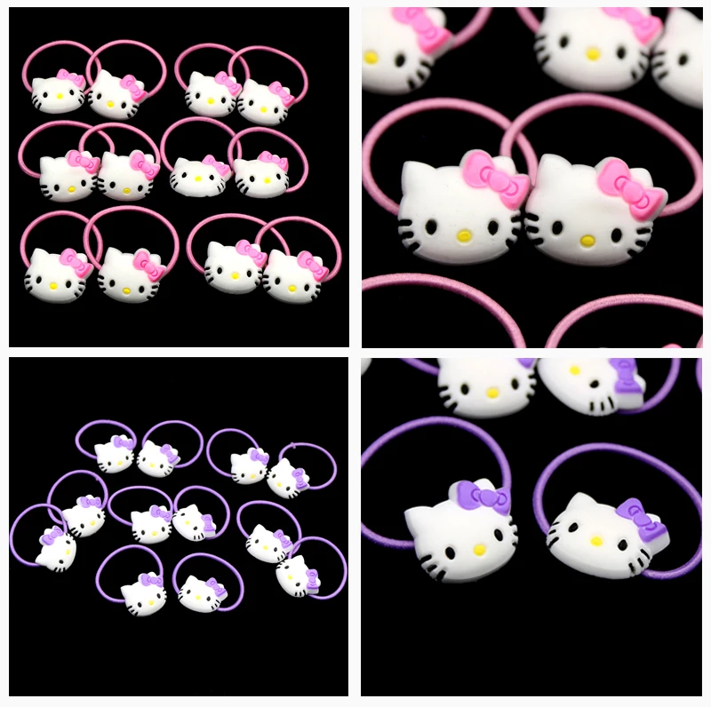 12 шт., hello kitty, эластичные резинки для волос, заколки для волос, для девочек, конский хвост, резинки, милые резинки для волос, резинки, резинки, аксессуары для волос