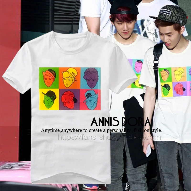EXO XOXO KISS & HUG FIRSTYEAR Everysing BAEKHYUN D.O. CHANYEOL KAI KRIS XIUMIN LUHAN SEHUN LAY карикатура футболка с