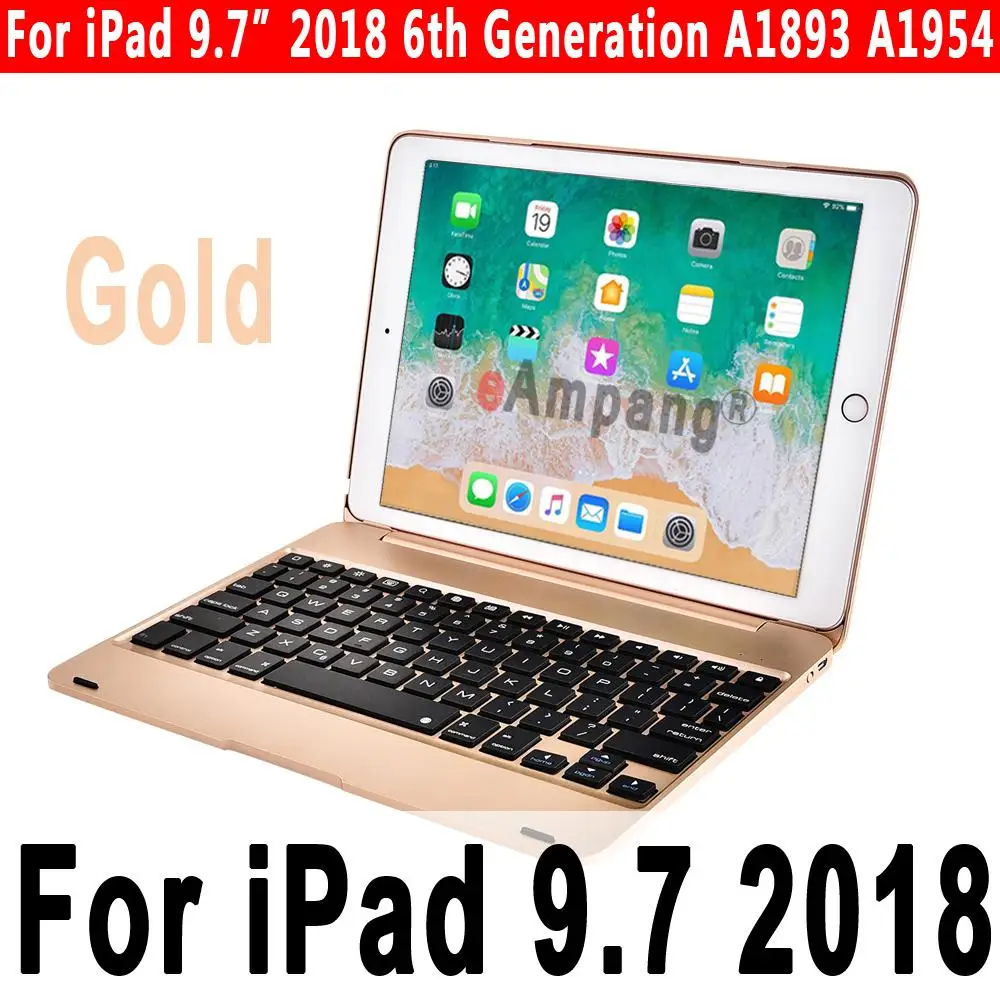 Gold for 9.7 2018 Топ Флип-клавиатура для Apple iPad 9,7 5-го 6-го поколения Bluetooth клавиатура чехол для iPad Air 1 2 5 6 Pro 9,7 чехол - Цвет: Gold for 9.7 2018