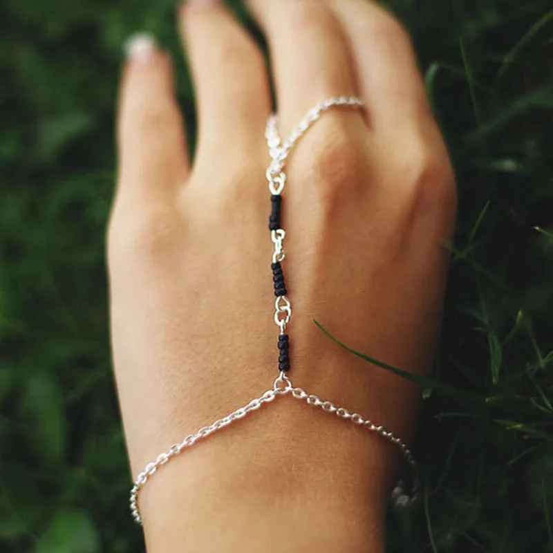 Женский браслет металлический ручной работы с нитью лето 2018|Цепочки и браслеты| |