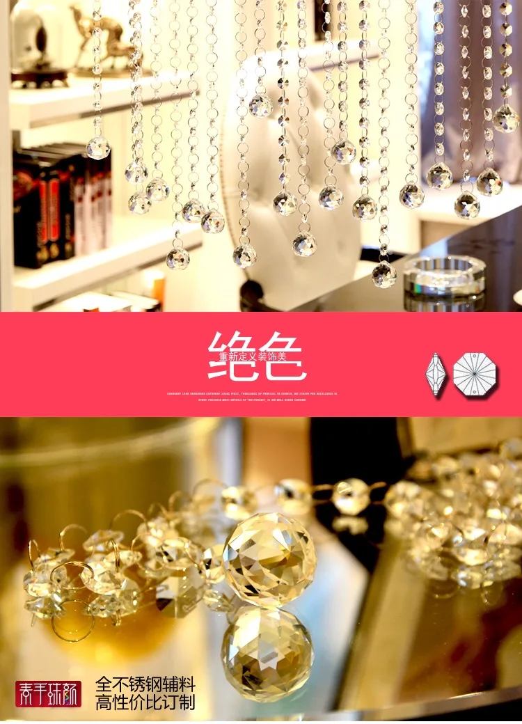 100 метров 30 мм граненый шар + 14 восьмиугольник хрустальный кулон люстра