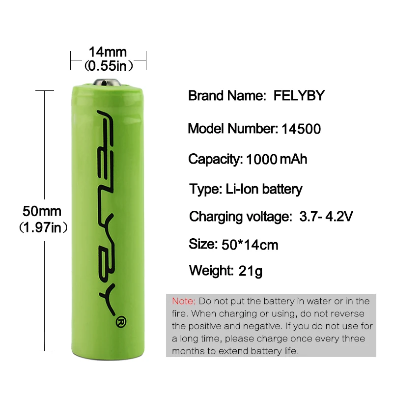 FELYBY 8 шт 14500 литий-ионная аккумуляторная батарея AA 1000 mAh включает зарядное