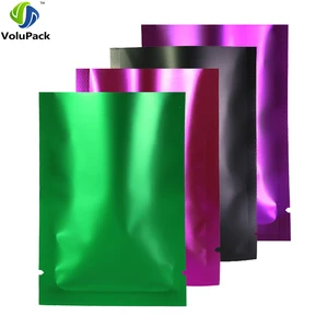 Разнообразные размеры, плоский пакет из алюминиевой фольги Mylar, теплоизоляция, Прозрачный передний матовый, зеленый, фиолетовый, розовый, черный, открытые сумки с выемкой