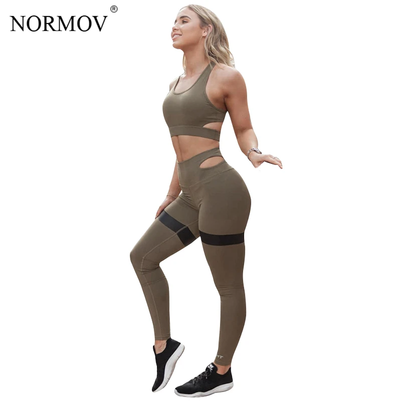 NORMOV однотонный комплект из двух предметов женская одежда трикотажный спортивный