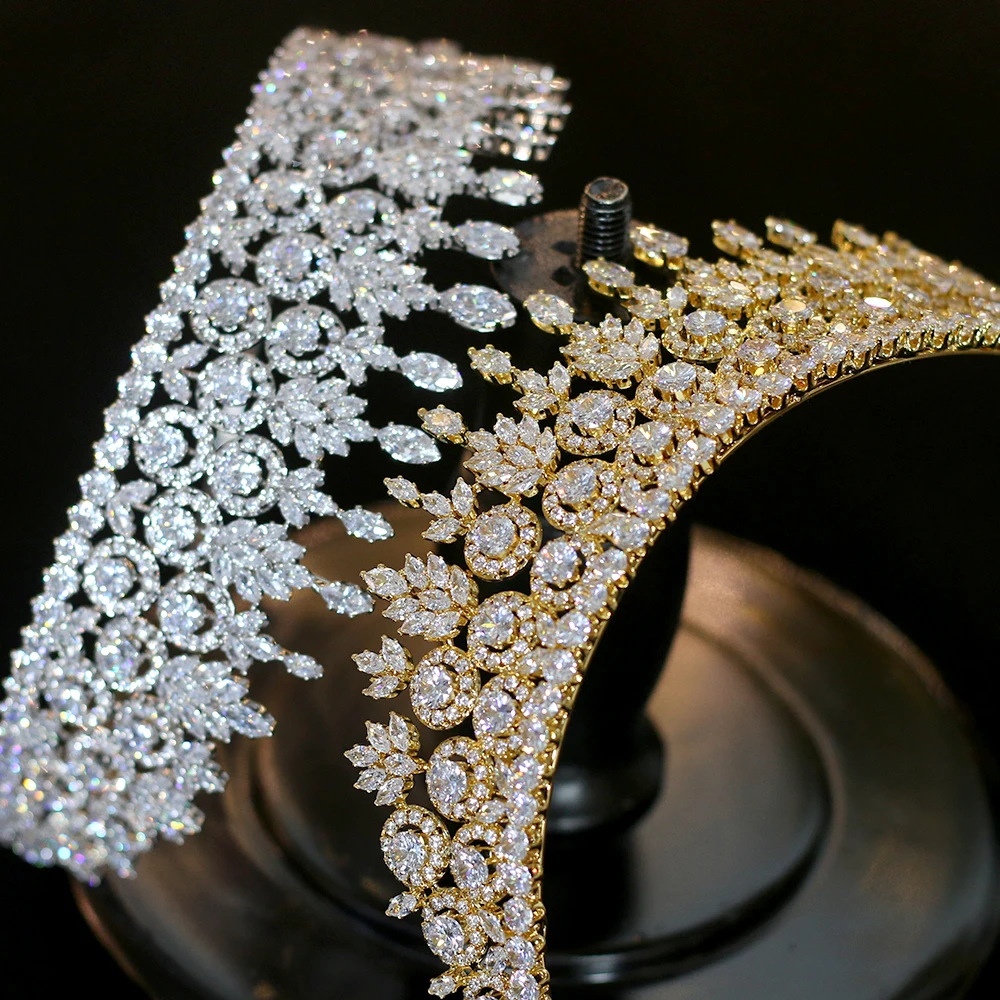 Аксессуары для свадебной короны Lujo CZ para el cabello Joyeria de boda Tocado Novia Corona femenina Conjunto diseno |