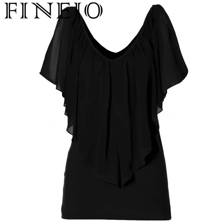 Женская шифоновая блузка FINEJO Feminina Повседневная Блузка с коротким рукавом