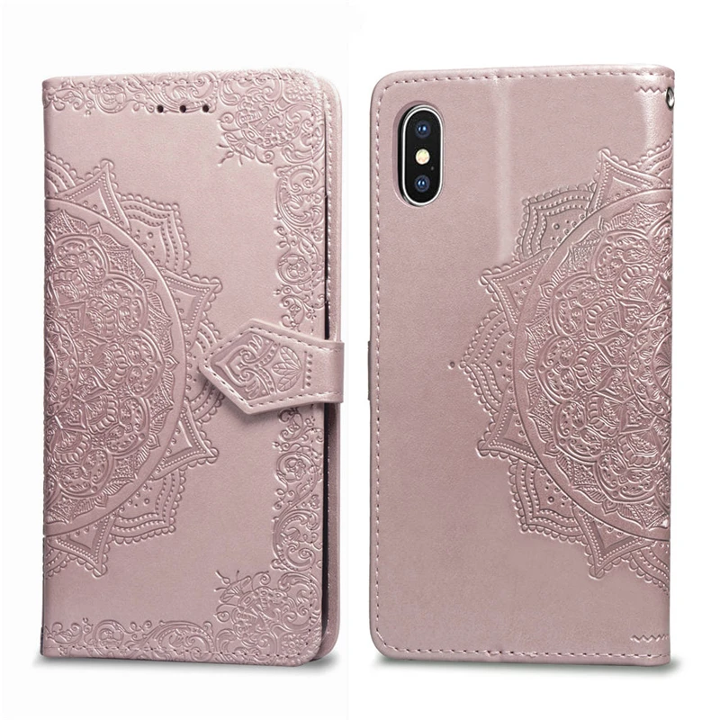 Кожаный чехол-книжка с объемным цветочным узором для iPhone 11 Pro XS Max XR X, чехол-кошелек для iPhone 6S Plus, 7, 8 Plus, 5S, SE, чехол
