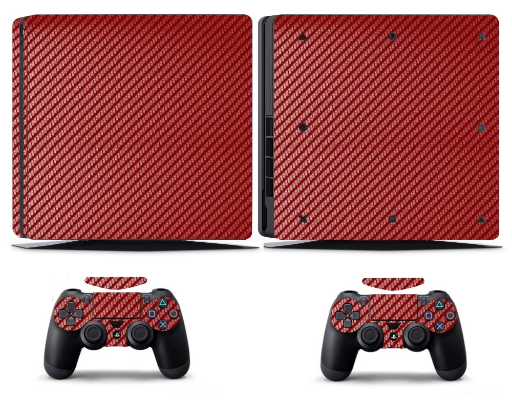 Красная наклейка из углеродного волокна для PS4 Slim Skin Виниловая Sony PlayStation 4 и 2