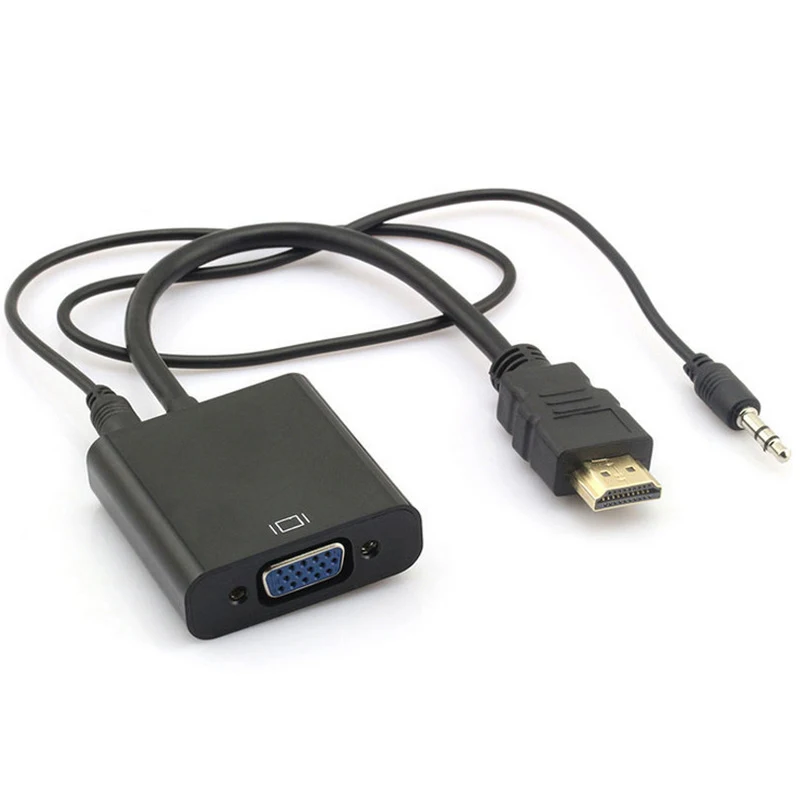 Преобразователь переходник с HDMI на VGA 25 см активный ЦАП аудио 3 5 мм и питанием от USB