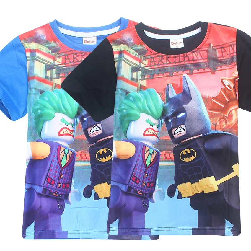 Бэтмен мультфильм футболка комплекты для детей летняя одежда мальчиков 2017 мода