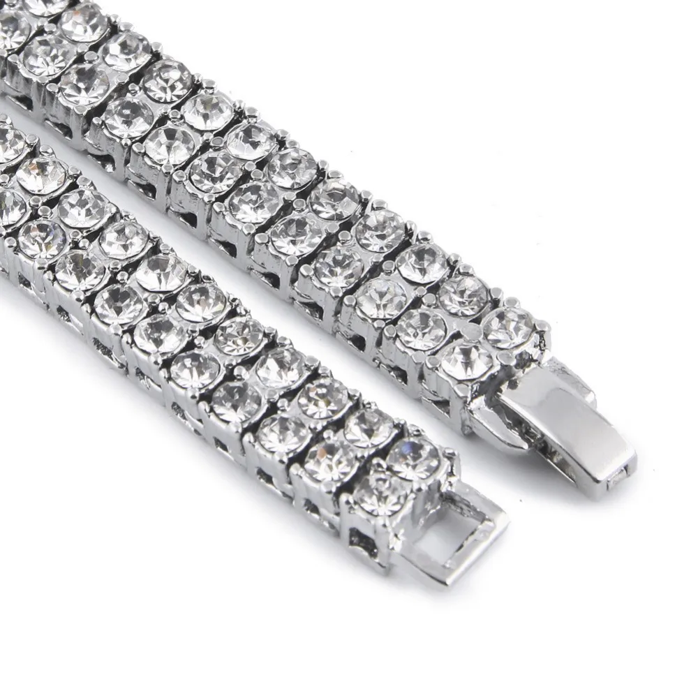MCSAYS Хип хоп Jewelry Теннис цепи Цепочки и ожерелья CZ 2 ряда Кристалл Bling