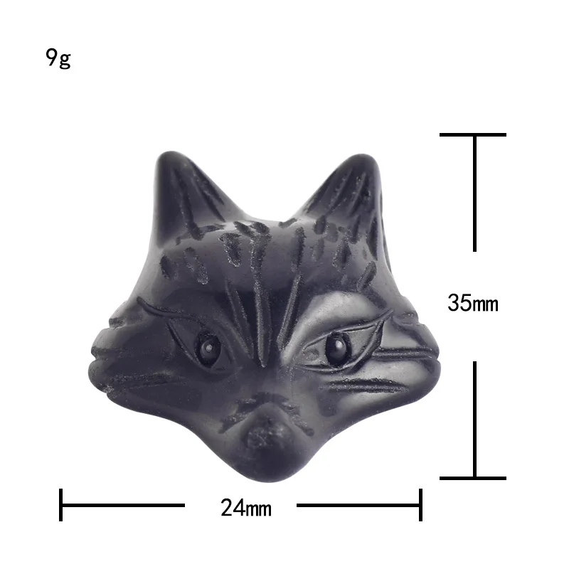 

1.3inch Black Obsidian Fox head figurines craved craft mini animal status for kids Home Decor healing stones and crystal Pendant