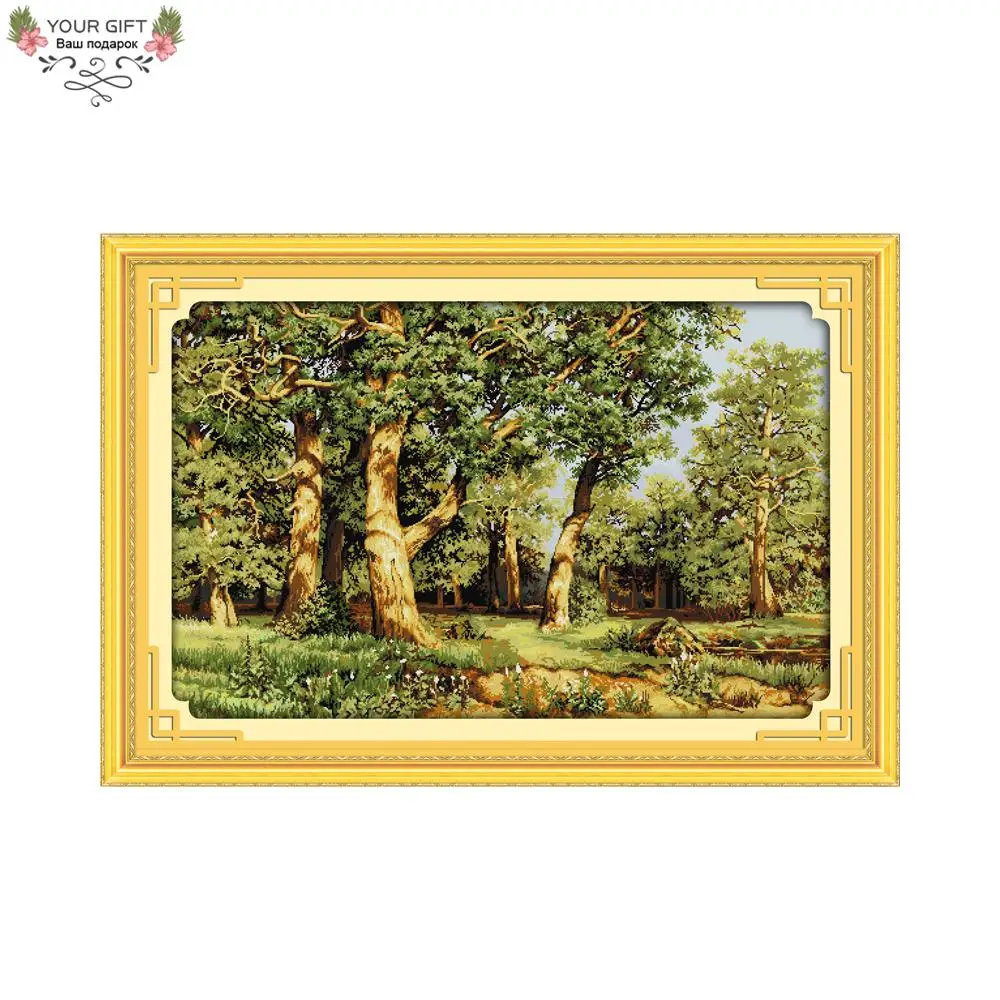 

Joy Sunday Trees Home Decor F330 14CT 11CT Counted Stamped Home Decor Oak Forest Needlepoints Embroidery Cross Stitch Kit