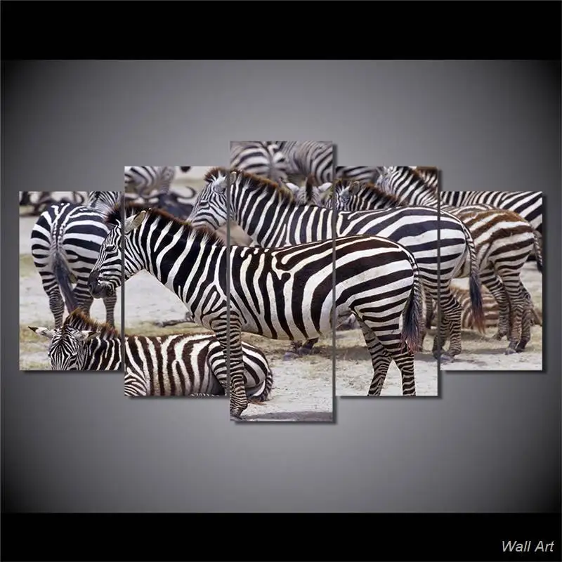 

Hd Printed Africa Zebra Landscape Group Painting Room Decor Print Poster Picture Canvas Free Shipping -92648-YP