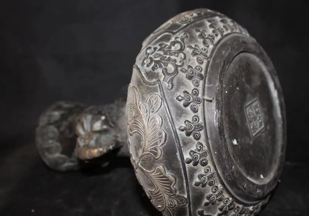 12 &quotКитайская династия народная традиция Бронзовая голова слона Zun Горшок Ваза