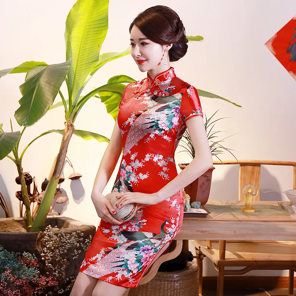 Платье в китайском стиле Ципао для женщин классическое свадебное красное платье
