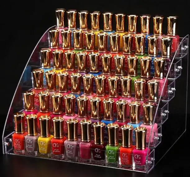 6 layer organizer Акриловый Органайзер для лака для ногтей, для хранения эфирных масел, 2-7 слоев, для маникюра, косметики, ювелирных украшений, подставка, держатель, прозрачная коробка для макияжа - Цвет: 6 layer organizer