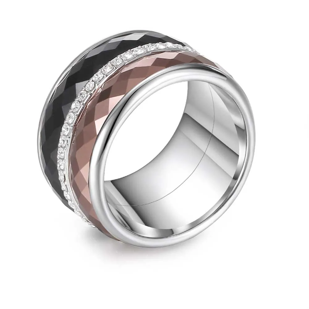 band rings Кремо полный циркон титановые кольца для женщин стекируемые взаимозаменяемые Femme Youth мульти 316L нержавеющая сталь обручальное кольцо слои кольцо - Цвет основного камня: band rings