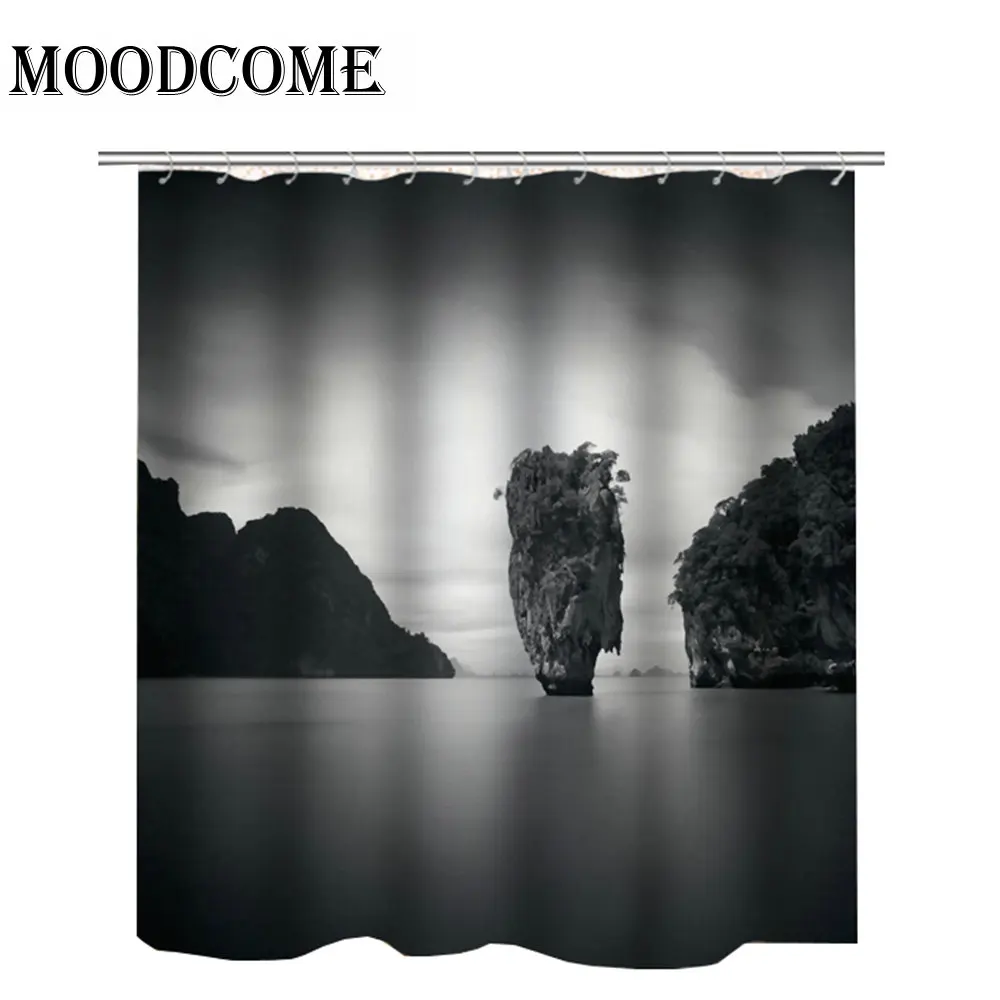 

bathroom curtain shower fabric waterproof eco friendly products drop shipping grey sea bath curtain