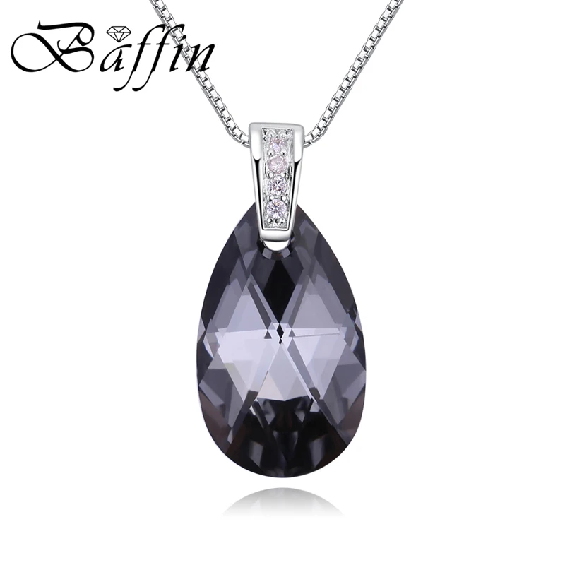 Оригинальные кристаллы от Swarovski кулон в виде капли воды серебряная цепочка для
