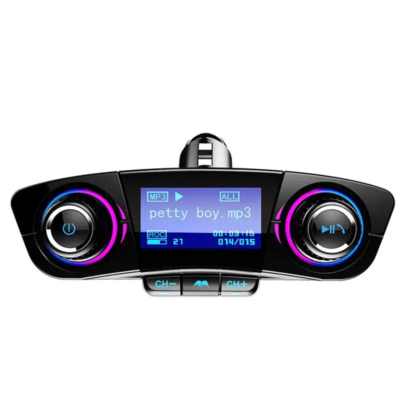 Автомобильный fm-передатчик, беспроводной Bluetooth, громкая связь, автомобильный комплект, Aux модулятор, прикуриватель, светодиодный MP3 плеер, TF, двойное USB зарядное устройство, 2.1A