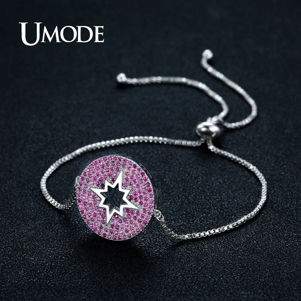 Женский винтажный браслет-цепочка UMODE с подвеской круглой красной австрийской